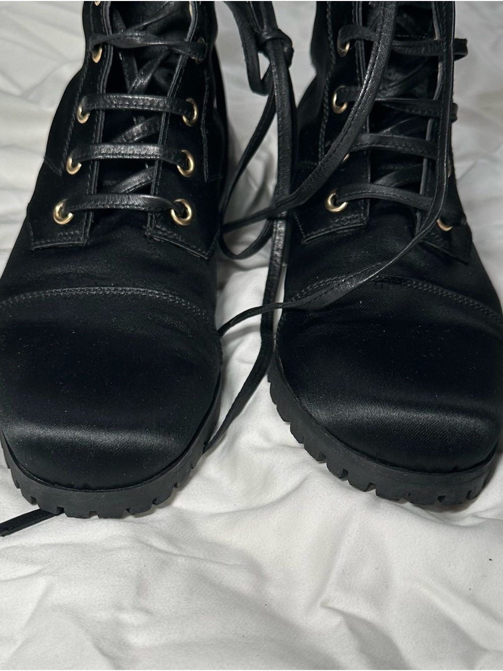 Vintage Versace Black Lace-Up Combat Boots with Gold Lion Medallions - Picture 6 of 6